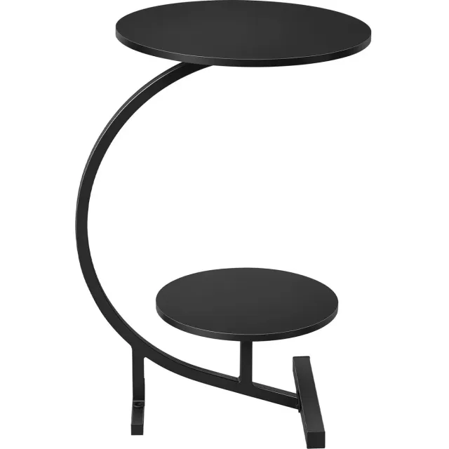 Klarven Bijzettafel Zwart - Bijzettafeltjes Woonkamer - Bijzettafel Bank - Bijzettafel Rond - Bijzettafel - Twee opbergvakken, Water- en krasbestendig - Rond ø40/ø30xh66cm