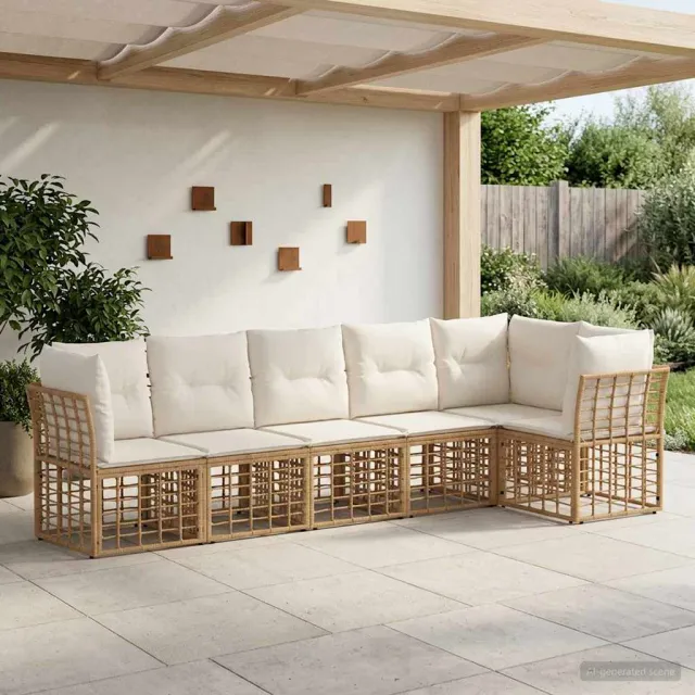 vidaXL Tuinbankenset poly rattan bruin, foto 2