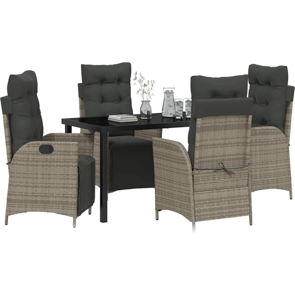vidaXL Tuin eettafelset 5 st Grijs poly rattan