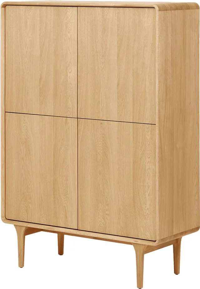 Artichok Mels Eikenhouten Kledingkast Naturel - Houten Kledingkast - Massief Eikenhout - 2 Deurs - Met 8 Vakken - Garderobekast - 180 x 45 cm Naturel eiken