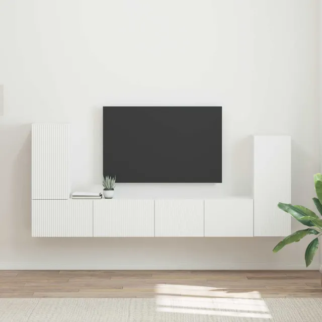 vidaXL Tv-meubelset 4 st Wit Bewerkt hout