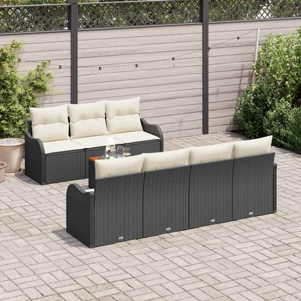 vidaXL Tuinbankenset 8 st Zwart poly rattan, foto 2