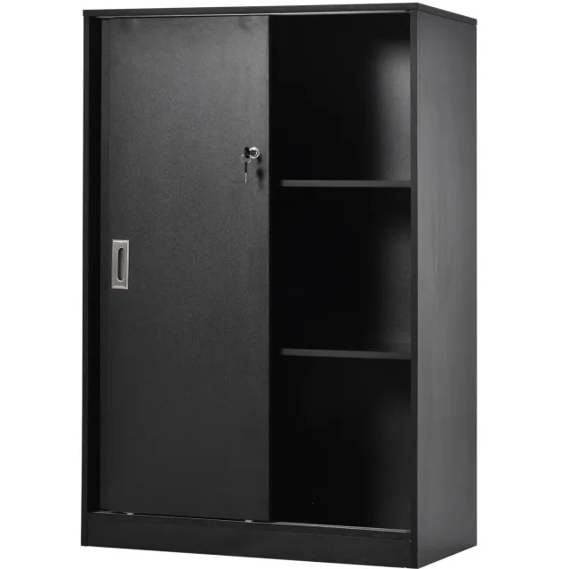 M Goods M-Goods - Archiefkast met Schuifdeur - Dossierkast Afsluitbaar - Opbergkast Kantoor - 80 x 40 x 120 cm - Zwart