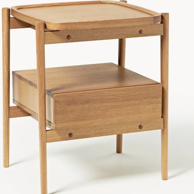 Westwing Collection Houten nachtkastje Libby Beige