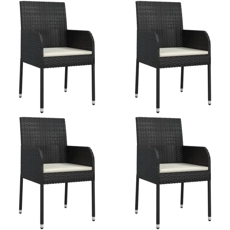 vidaXL 5-delige Tuinset met kussens poly rattan zwart, foto 3