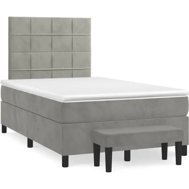 vidaXL Boxspring met matras fluweel lichtgrijs 120x190 cm grijs