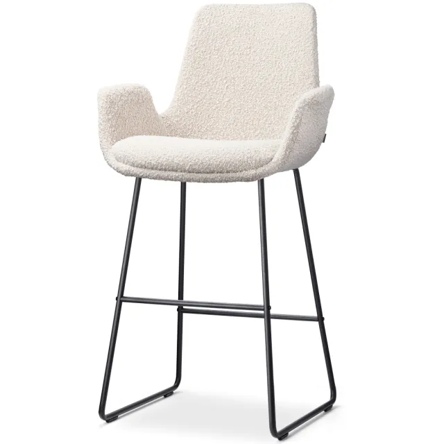 Nolon Nino-Eef barkruk bouclé beige - zwart onderstel - 65 cm