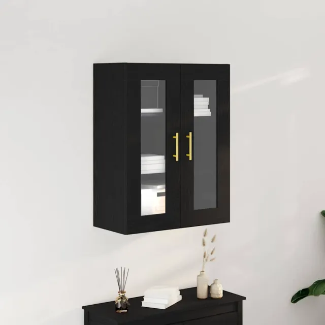 vidaXL Wandkast Zwart Eiken 69,5 x 34 x 90 cm Bewerkt hout, foto 2
