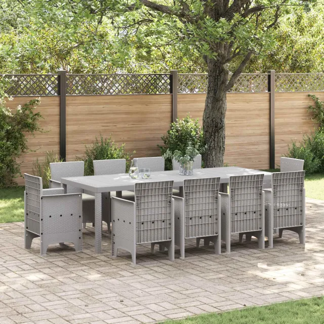 vidaXL Tuin Eetset 11 st Lichtgrijs Polypropyleen