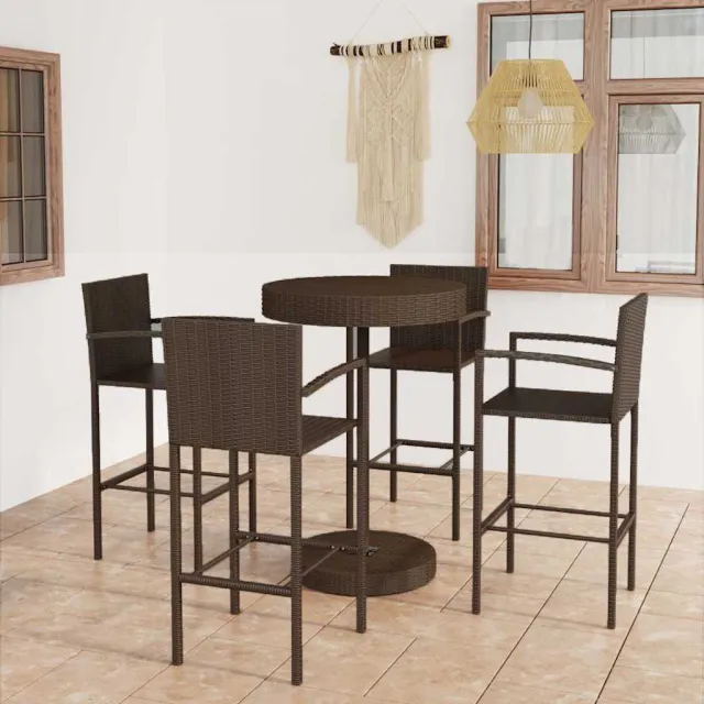 vidaXL 5-delige Tuinbarset poly rattan bruin, foto 2