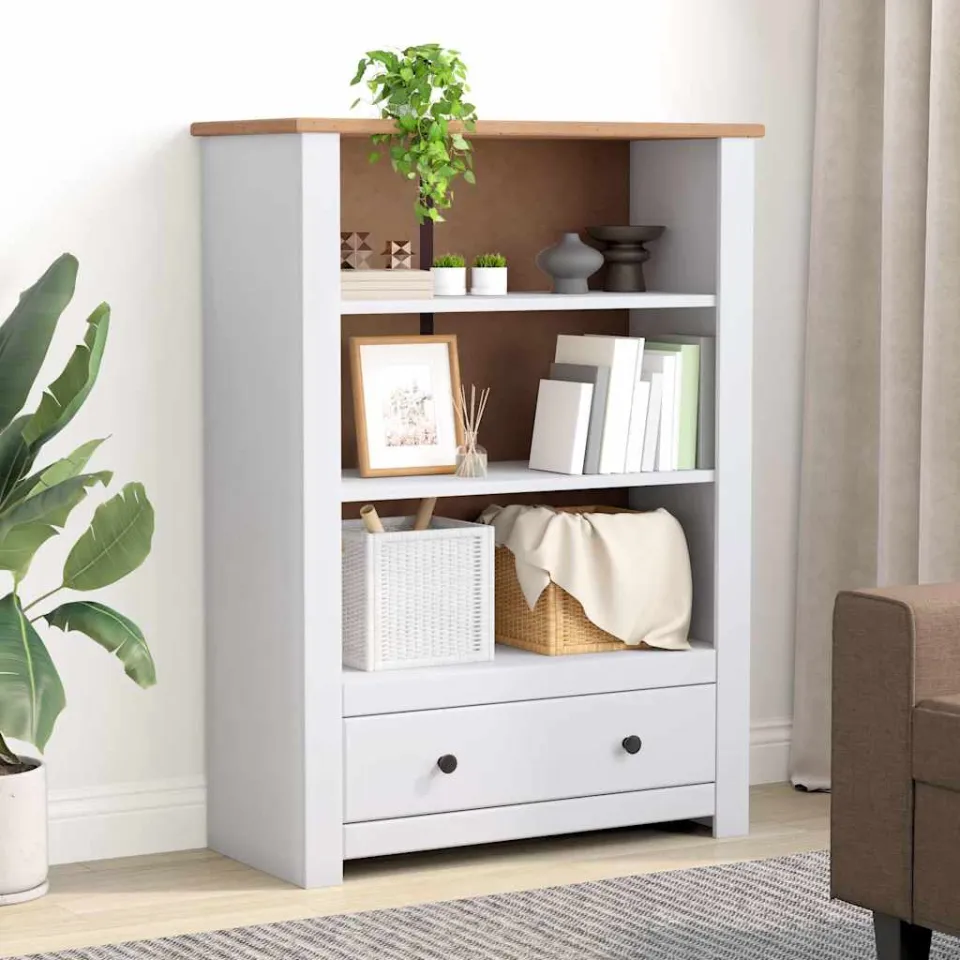 vidaXL Boekenkast Panama Range 80x35x110 cm massief grenenhout wit, foto 3