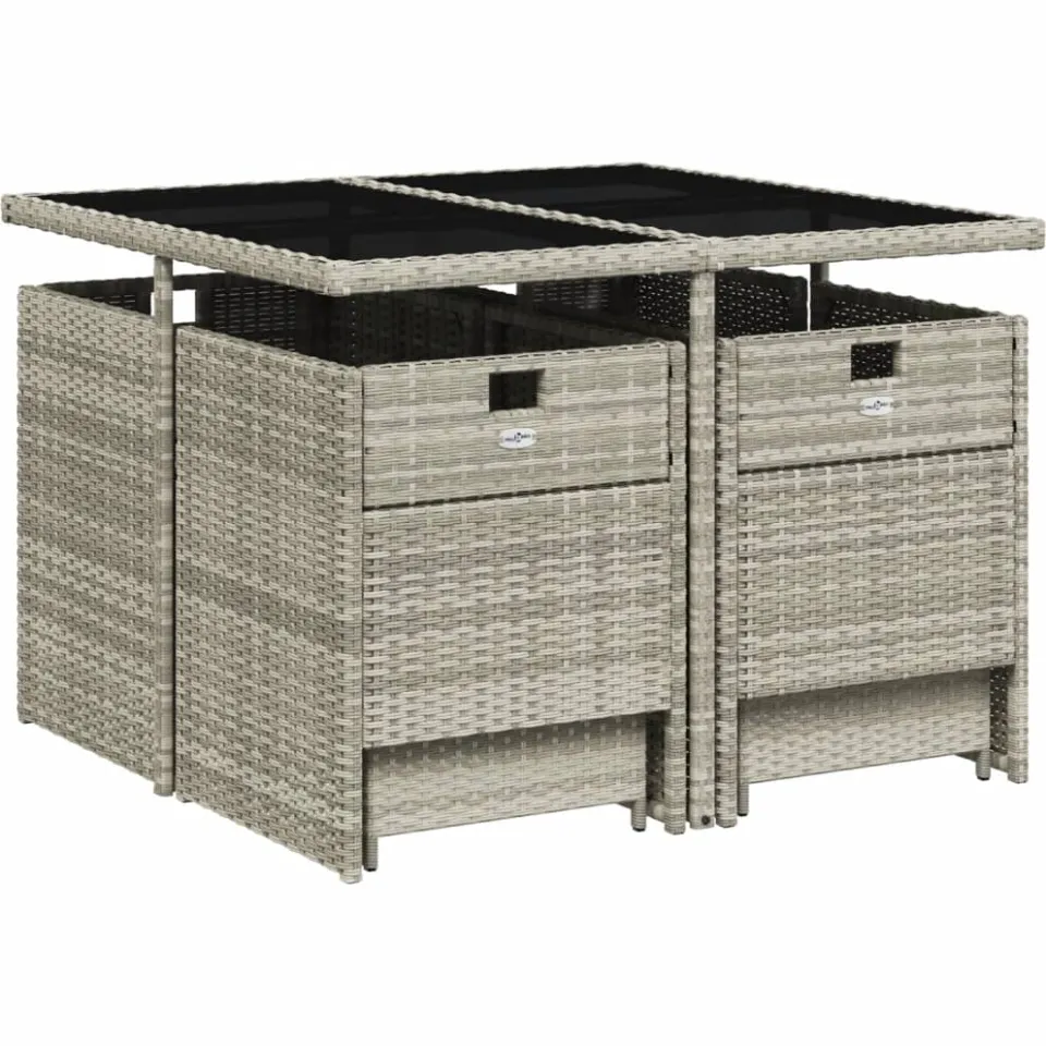 vidaXL 9-delige Tuinset met kussens poly rattan lichtgrijs grijs, foto 3