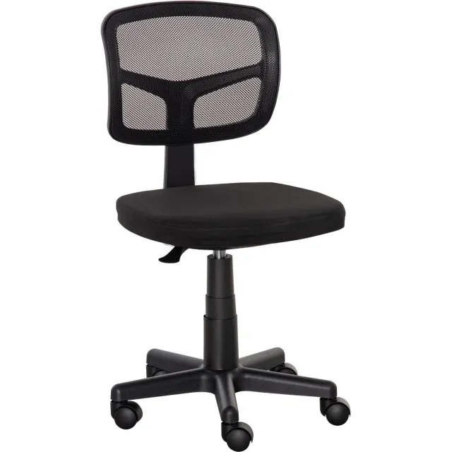Vinona Bureaustoel zonder armleuningen - In hoogte verstelbaar en 360° draaibaar - 43 x 48 x 77,5-89,5 cm - Zwart