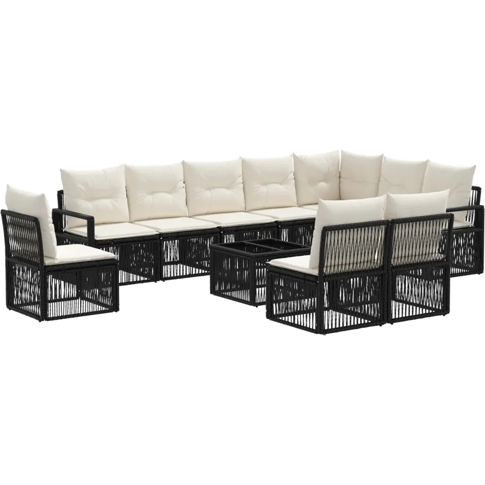 vidaXL Tuinbankenset 11 st Zwart poly rattan, foto 3