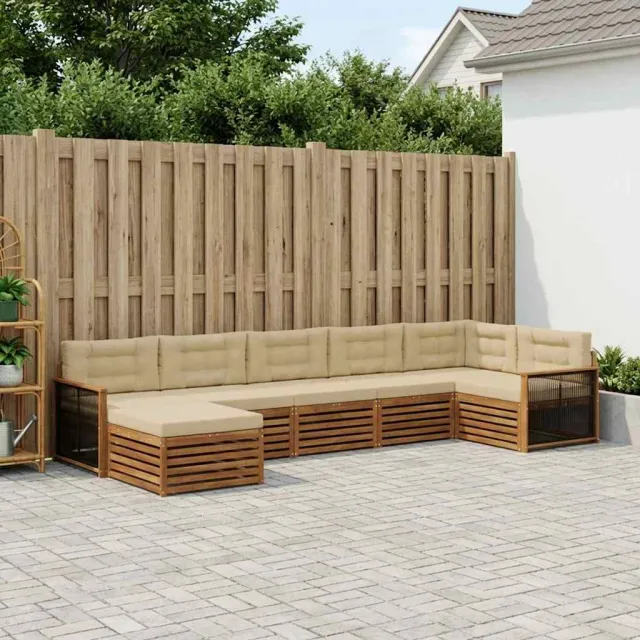 vidaXL Buiten bankenset 7 st 7-zits Natuurlijk en Beige