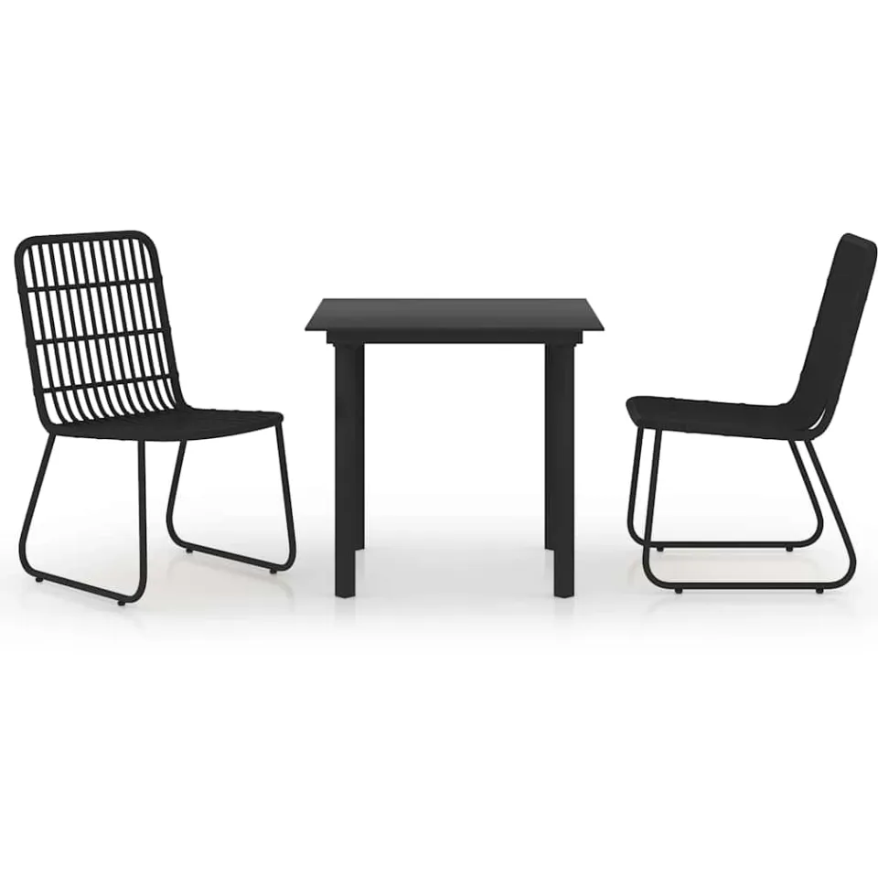 vidaXL 3-delige Tuinset poly rattan en glas zwart, foto 3