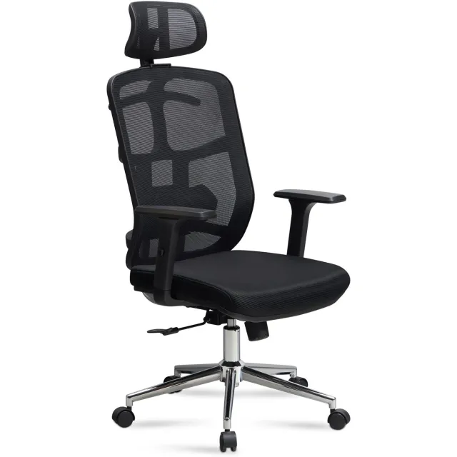 Ervesto Bureaustoel zwart mesh 130 cm hoog - SPM1.450