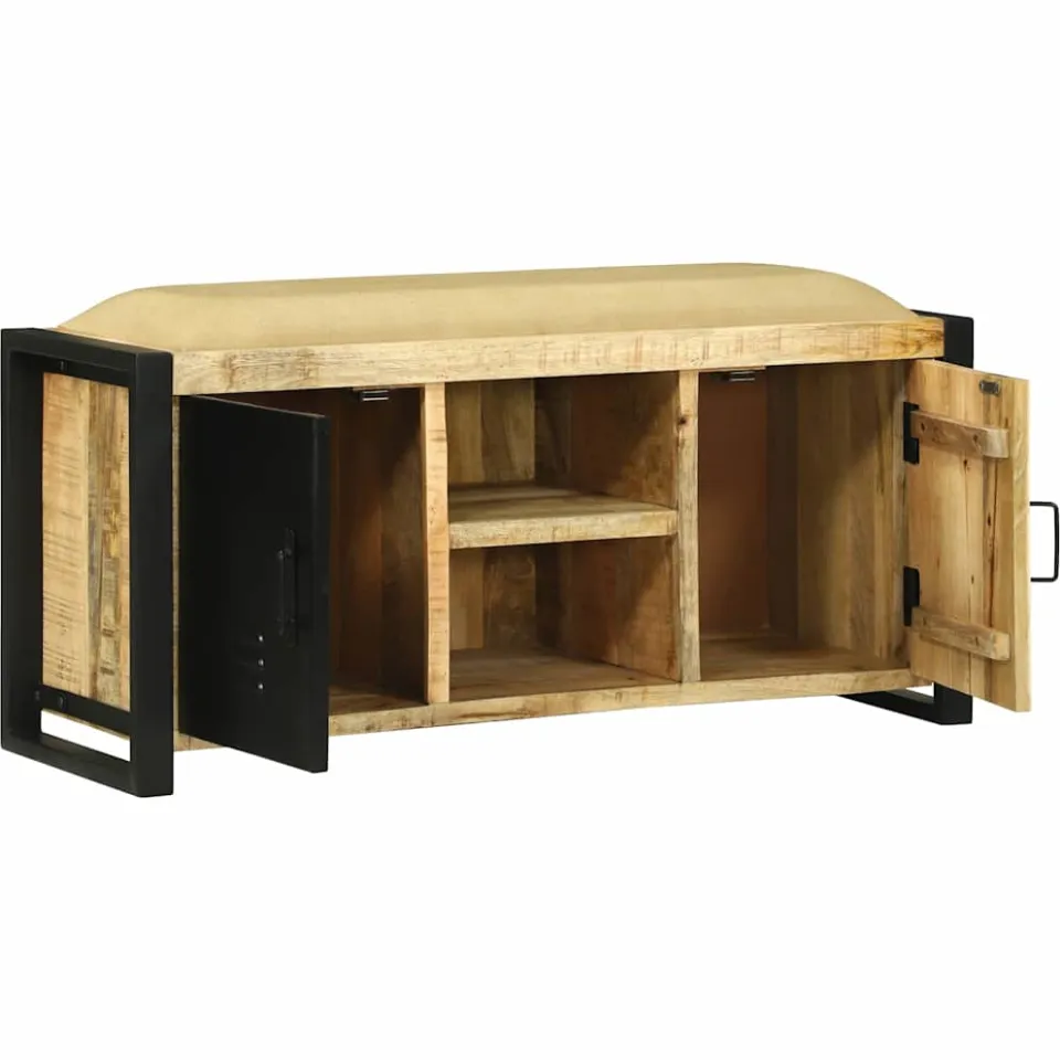 vidaXL Bank Kast Bruin 100 x 35 x 50 cm Massief mangohout, foto 2