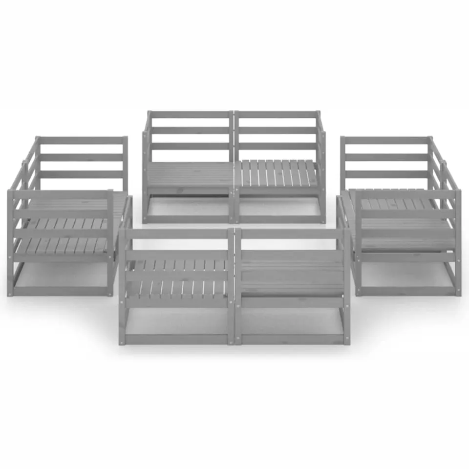 vidaXL 8-delige Loungeset massief grenenhout grijs