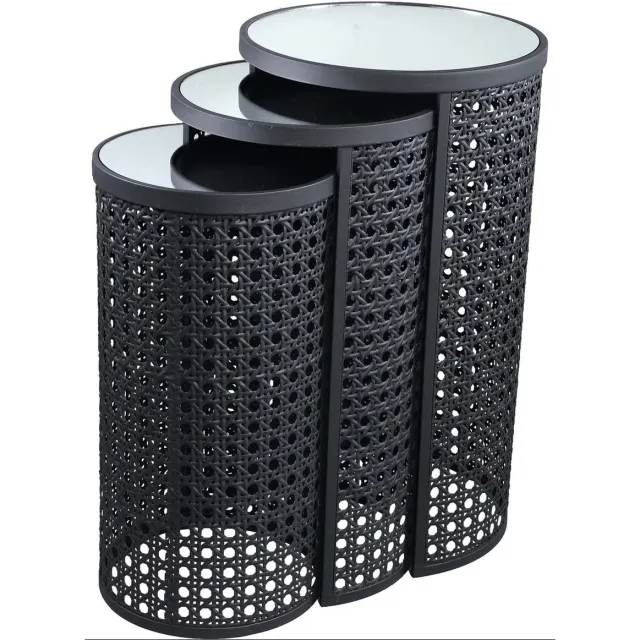 PTMD COLLECTION PTMD Jinda Bijzettafel - H70 x Ø40 cm - Ijzer - Grijs - Set van 3