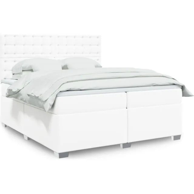 vidaXL Boxspring met matras kunstleer wit 200x200 cm