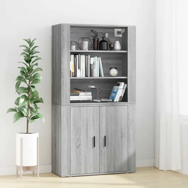 vidaXL Hoge kast bewerkt hout grijs sonoma eikenkleurig