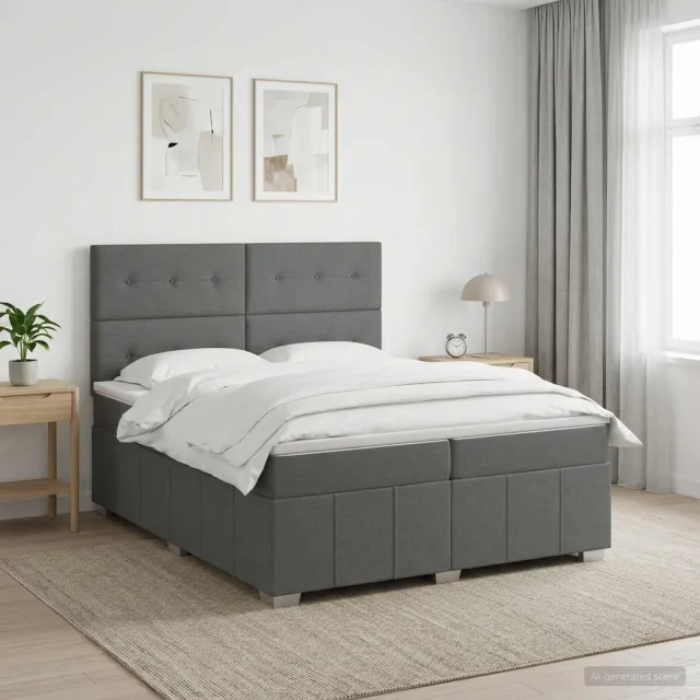 vidaXL Boxspringbed met matras Donkergrijs 200 x 200 cm Stof