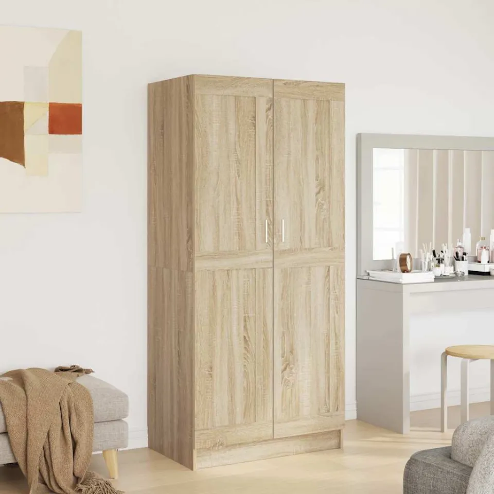 vidaXL Kledingkast 82,5x51,5x180 cm bewerkt hout sonoma eikenkleurig, foto 3