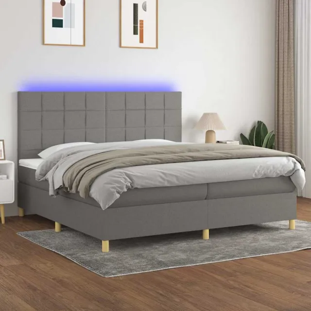 vidaXL Boxspring met matras en LED stof taupe 200x200 cm