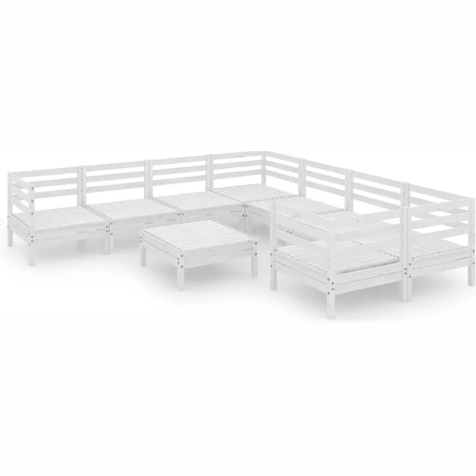 vidaXL 9-delige Loungeset massief grenenhout wit, foto 3