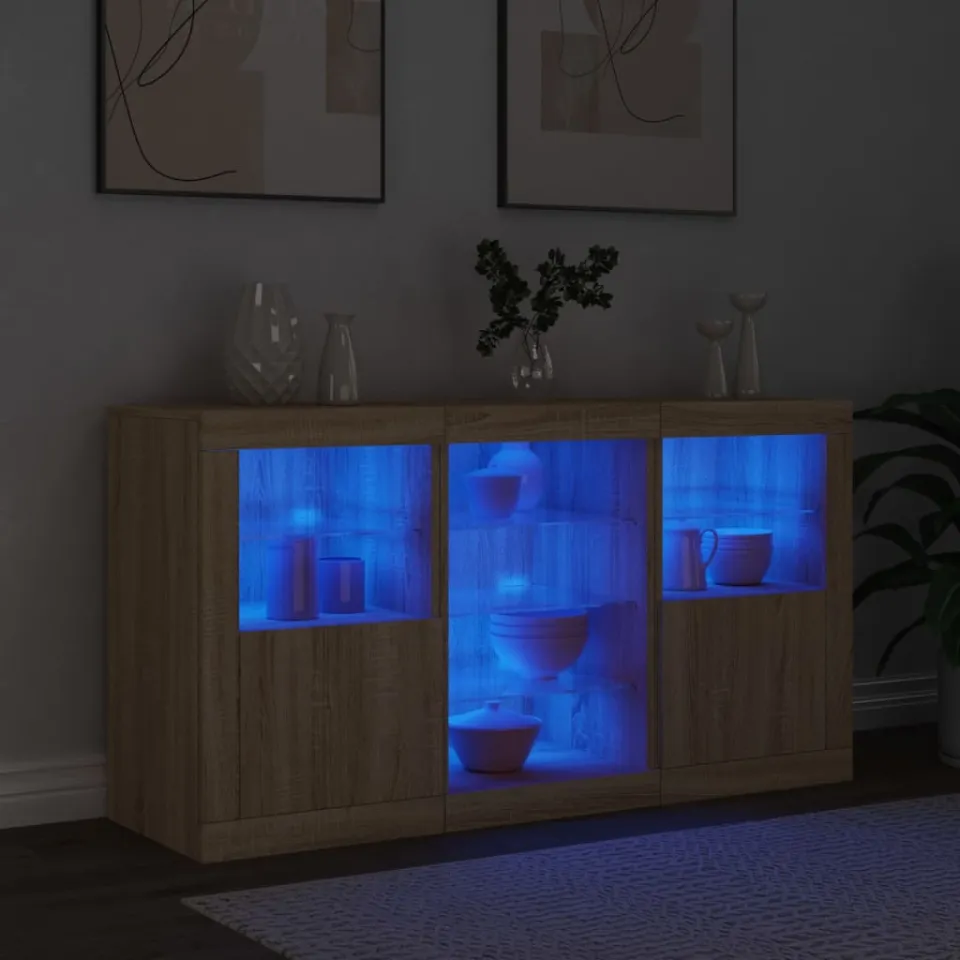 vidaXL Dressoir met LED-verlichting 123x37x67 cm sonoma eikenkleurig, foto 4