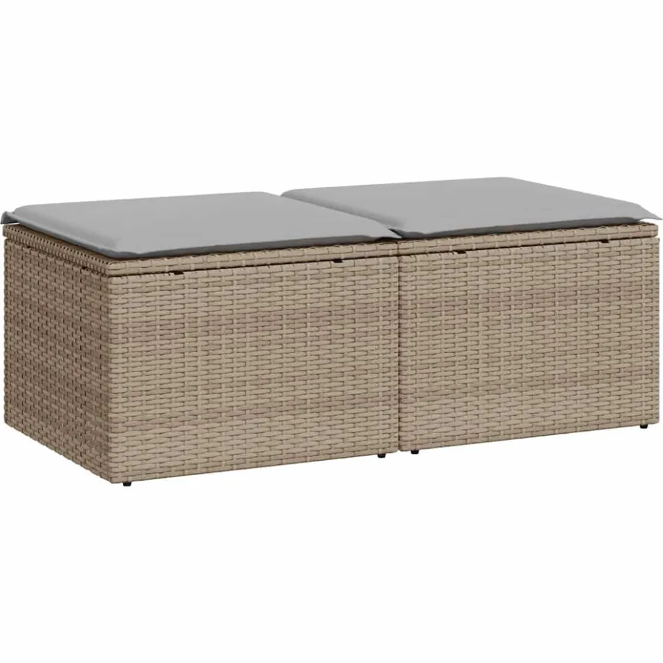 vidaXL 2-delige Loungeset met kussens poly rattan acacia beige