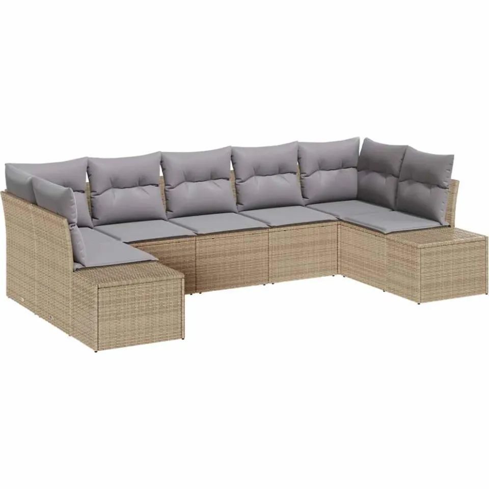 vidaXL Tuin Sofa Set 7 st Beige poly rattan
