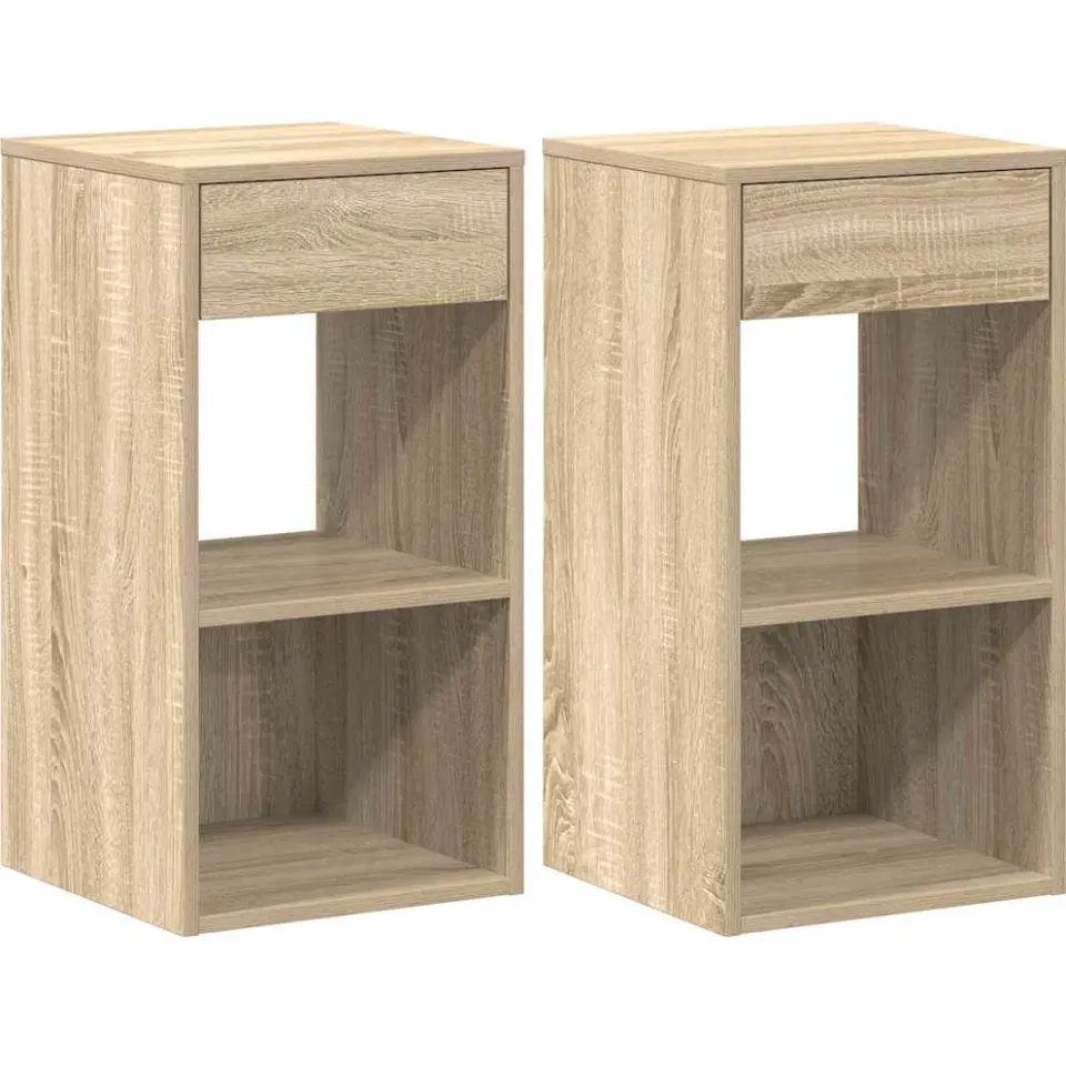 vidaXL Nachtkastjes 2 st met lade 35x34x66,5 cm sonoma eikenkleurig, foto 3