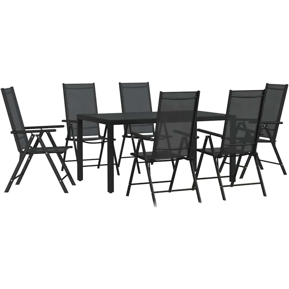 vidaXL 7-delige Tuinset aluminium zwart, foto 3