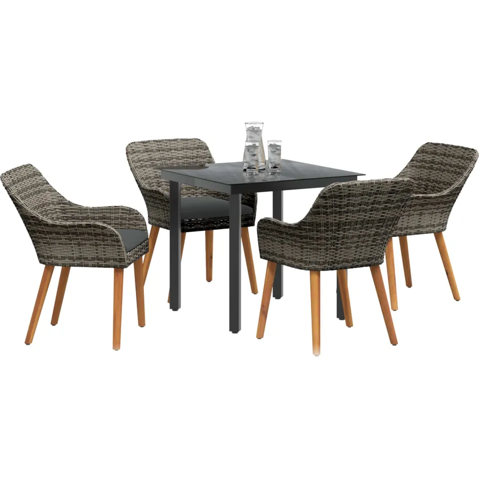 vidaXL Tuin eettafelset 5 st Grijs poly rattan