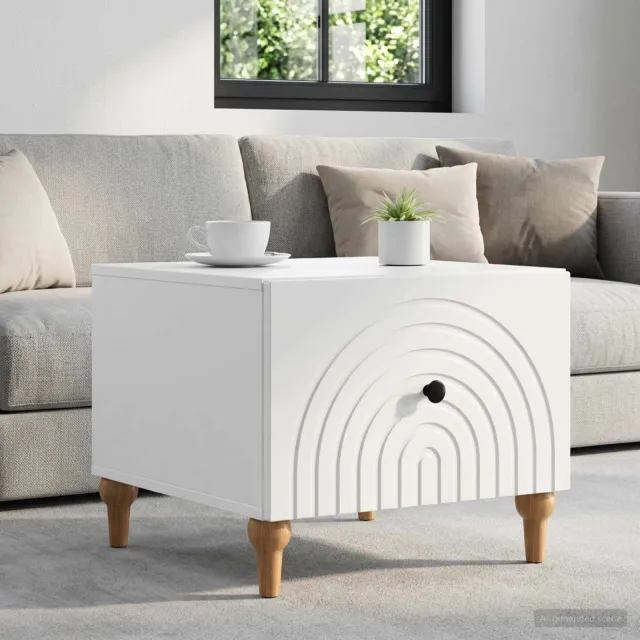 vidaXL Salontafel met lade Wit 49 x 50 x 40 cm Bewerkt hout, foto 2