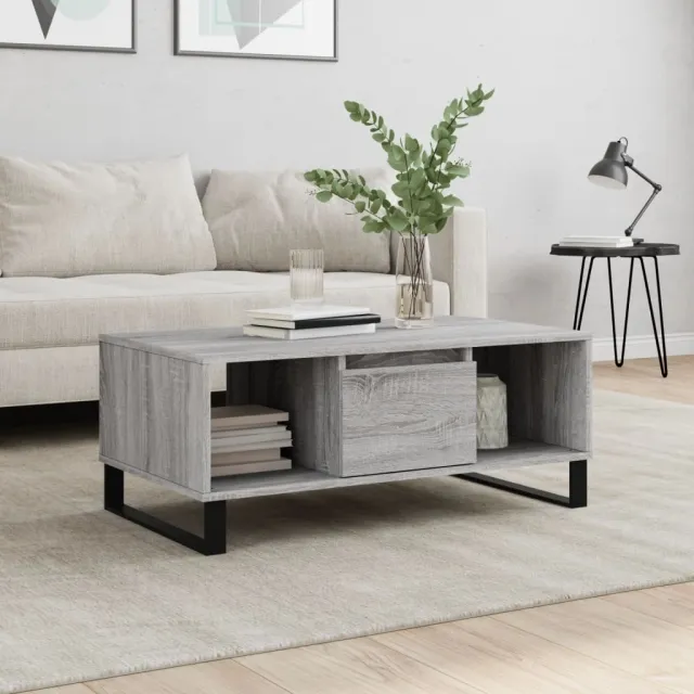vidaXL Salontafel 90x50x36,5 cm bewerkt hout grijs sonoma, foto 2