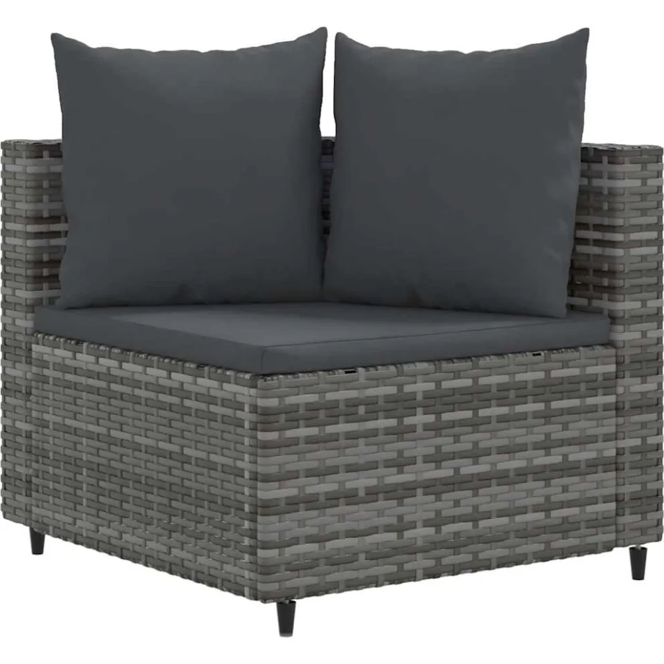 vidaXL 9-delige Loungeset met kussens poly rattan grijs