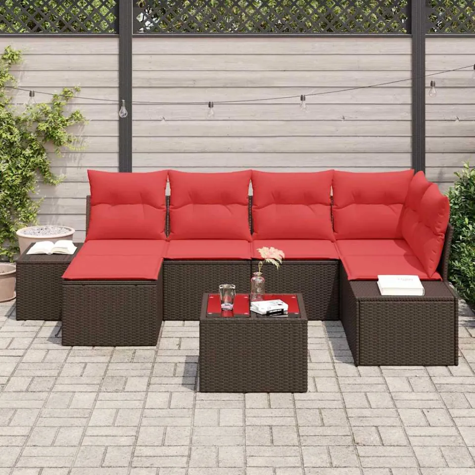 vidaXL Tuin Sofa Set 7 st Bruin poly rattan