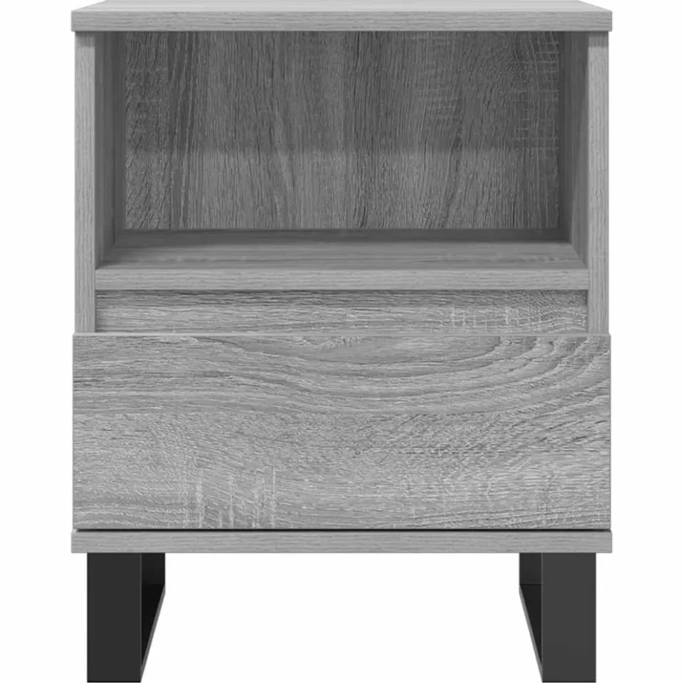 vidaXL Nachtkastje 40x35x50 cm bewerkt hout grijs sonoma eikenkleurig, foto 4