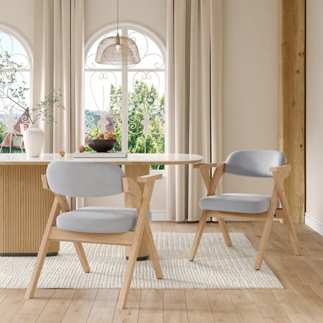 Singularity 2 inklapbare eetkamerstoelen, massief houten eetkamerstoelen, inklapbaar en opklapbaar, geschikt, fluwelen kussens, grijs