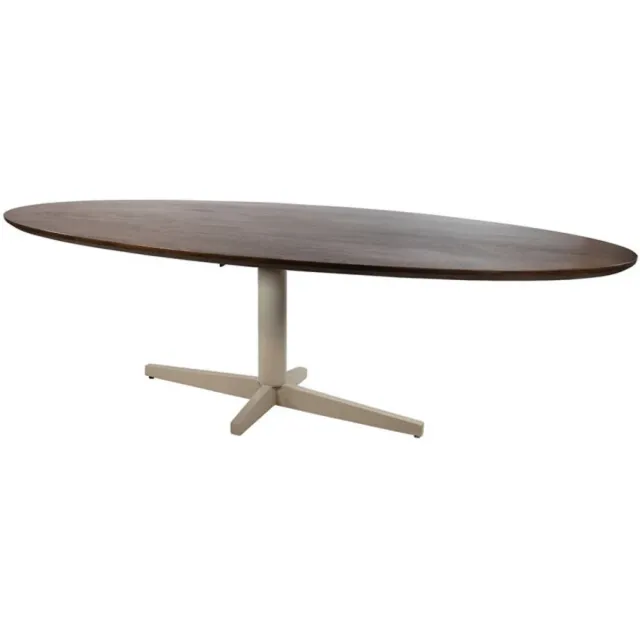 MySons Eettafel Scorpio ovaal Beige poot Mangohout 240x100 cm - walnoot