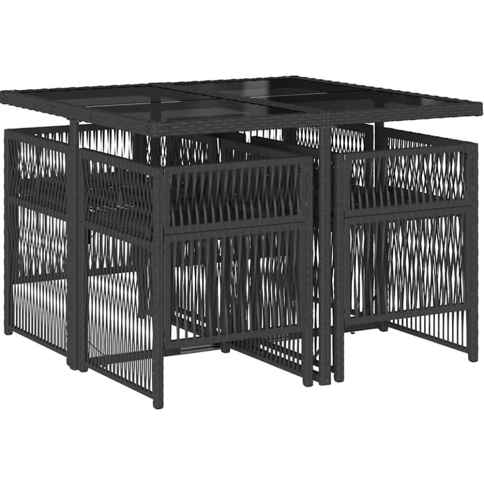 vidaXL 5-delige Tuinset met kussens poly rattan zwart, foto 4