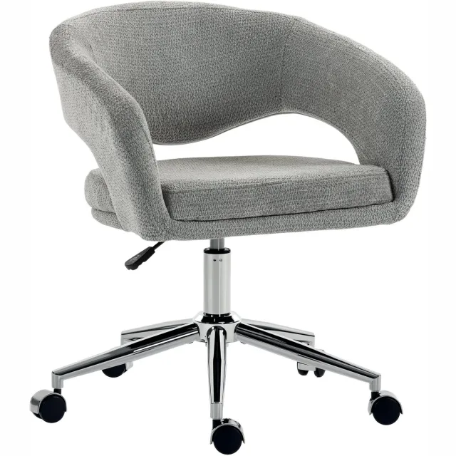ECTEATOY Ergonomische Bureaustoel - In Hoogte Verstelbaar - Chenille Stof - Draaibaar - Gebogen Rugleuning - Grijs