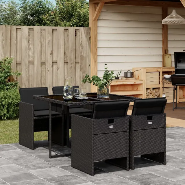 vidaXL 5-delige Tuinset met kussens poly rattan zwart, foto 2
