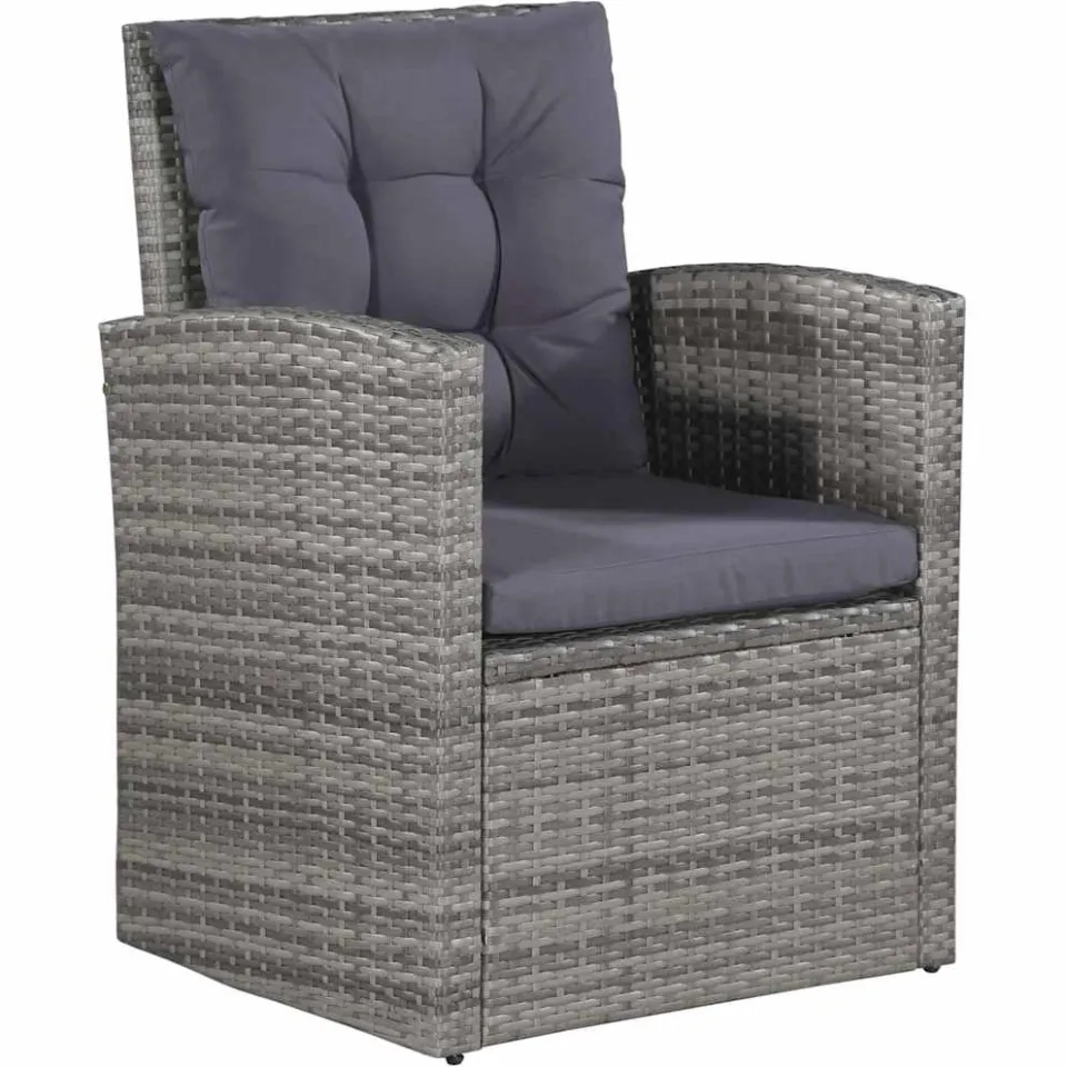 vidaXL 6-delige Loungeset met kussens poly rattan grijs, foto 4
