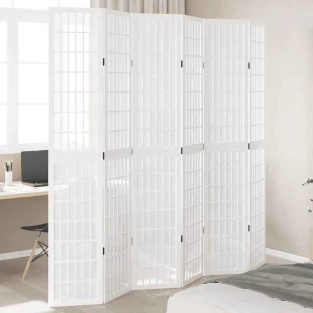 vidaXL Kamerscherm met 6 panelen massief paulowniahout wit, foto 2