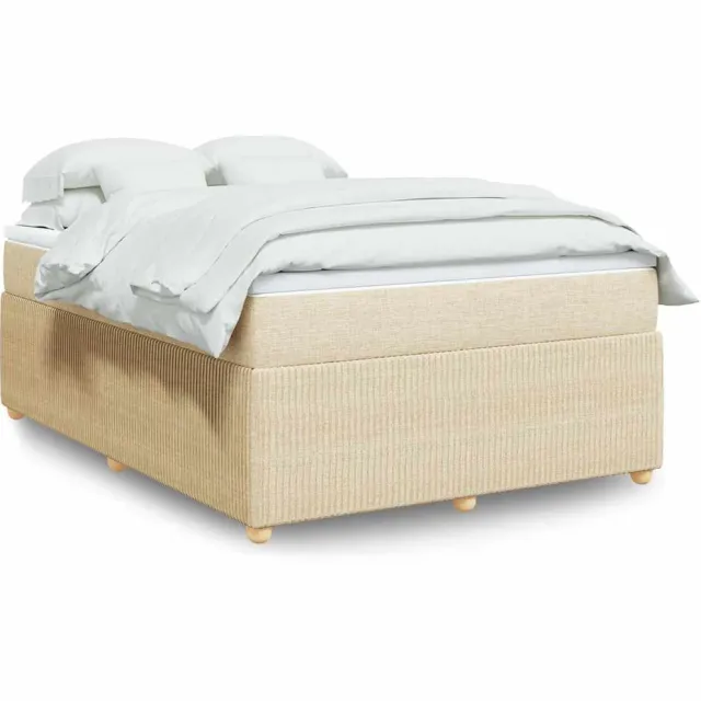 vidaXL Boxspring met matras stof crèmekleurig 140x190 cm