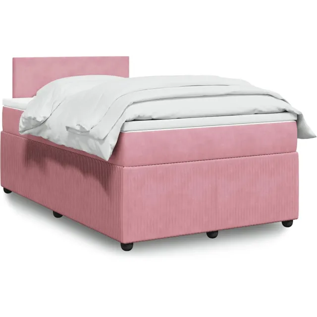 vidaXL Boxspring met matras fluweel roze 120x200 cm
